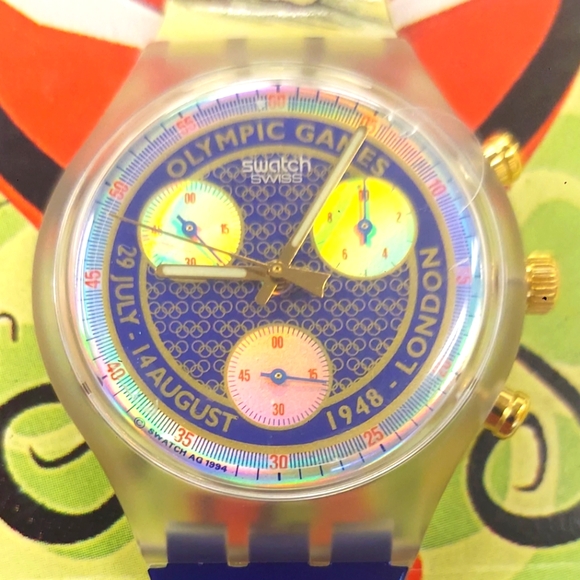 Vintage Swatch Chronograph Watch LONDON 1948 SCZ102 1994 Olympic Specials - Picture 1 of 10
